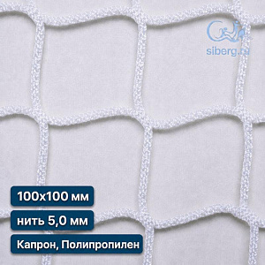 Сетка для ограждения спортивных площадок 100х100 мм 5 мм белая (капрон, полипропилен)