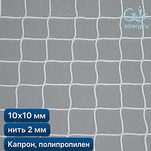 Сетка для ограждения спортивных площадок 10х10 мм нить 2,0 мм капрон