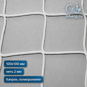 Сетка для ограждения спортивных площадок 100х100 2 белый (Капрон, Полипропилен)