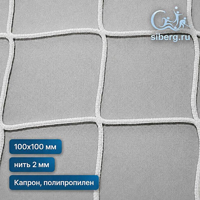 Сетка для ограждения спортивных площадок 100х100 2 белый (Капрон, Полипропилен)