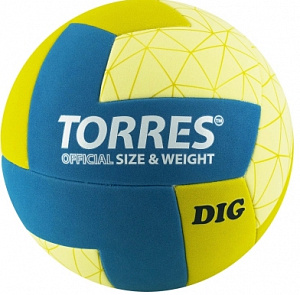 Мяч для волейбола Torres DIG V22145 р.5 горчично-бирюзово-бежевый