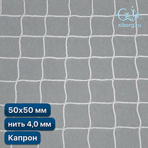 Сетка для ограждения спортивных площадок 50х50 мм 4 м квадратная капрон