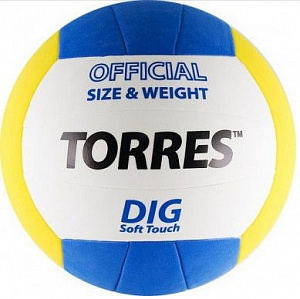 Волейбольный мяч Torres DIG белый-синий-желтый